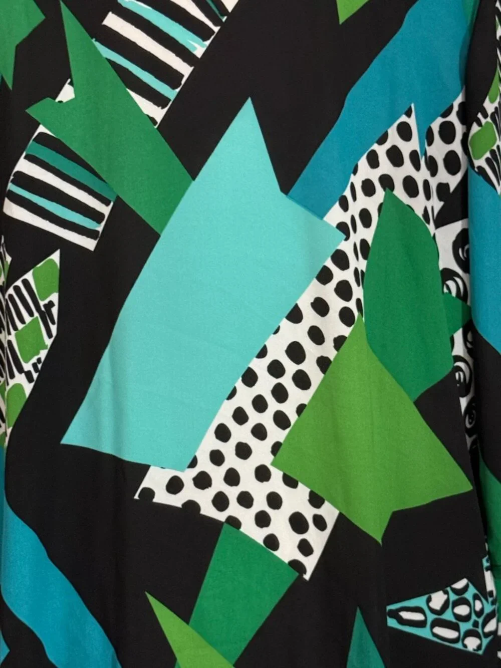 NWT! Bob Mackie blue green geometric wrap 2XLarge stripes stripes polka dot